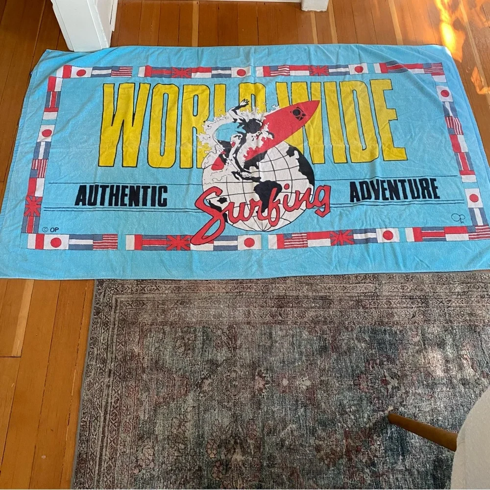 Vintage OP Ocean Pacific Oversized Beach Towel World Surfing